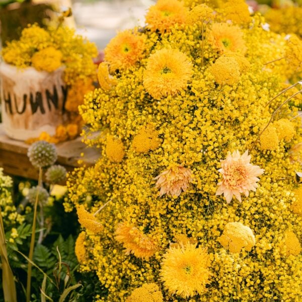 Floating Craspedia Bumblebees And Honey Pot Floral Display