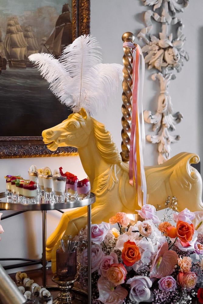 Floral Carousel Horse With Preserved Roses At Pylewell Park