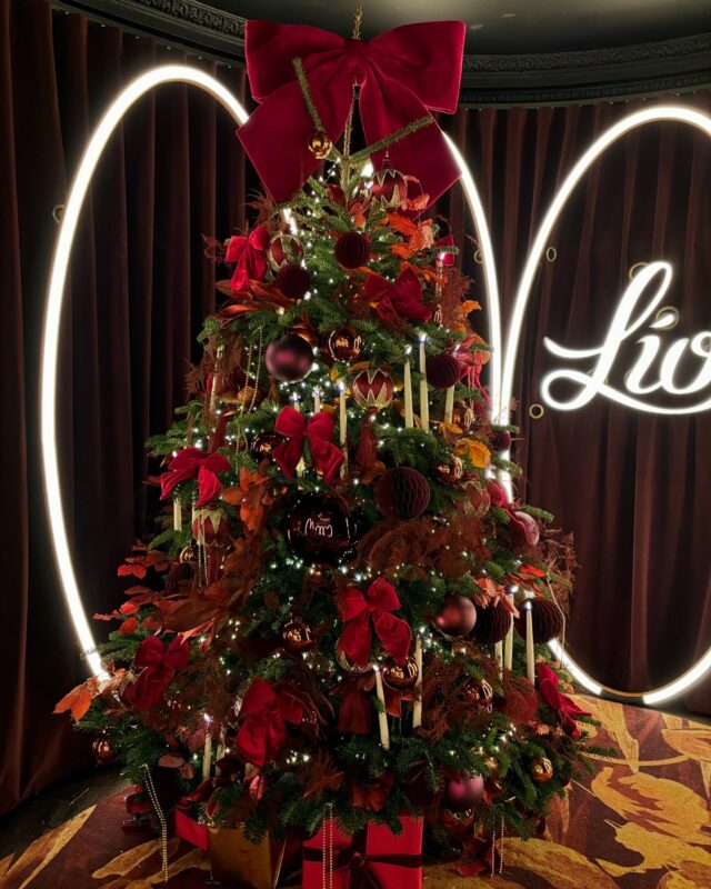 All wrapped up in luxury at @liolondonofficial . Sexy Christmas vibes with floating candles, elegant bows, and opulent baubles. @studio.rcreative
