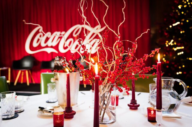 Celebrating the magic of Christmas at The Ned with festive Coca-Cola table centerpieces! @cocacola @thenedlondon @creativestylinglondon