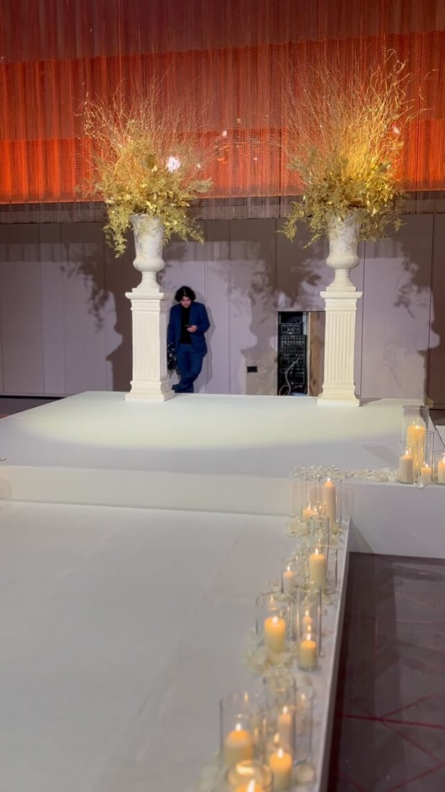 Behind the scenes, where the magic begins: A candlelit display with stunning gold urns, setting the perfect tone before the ceremony. @thelondoner